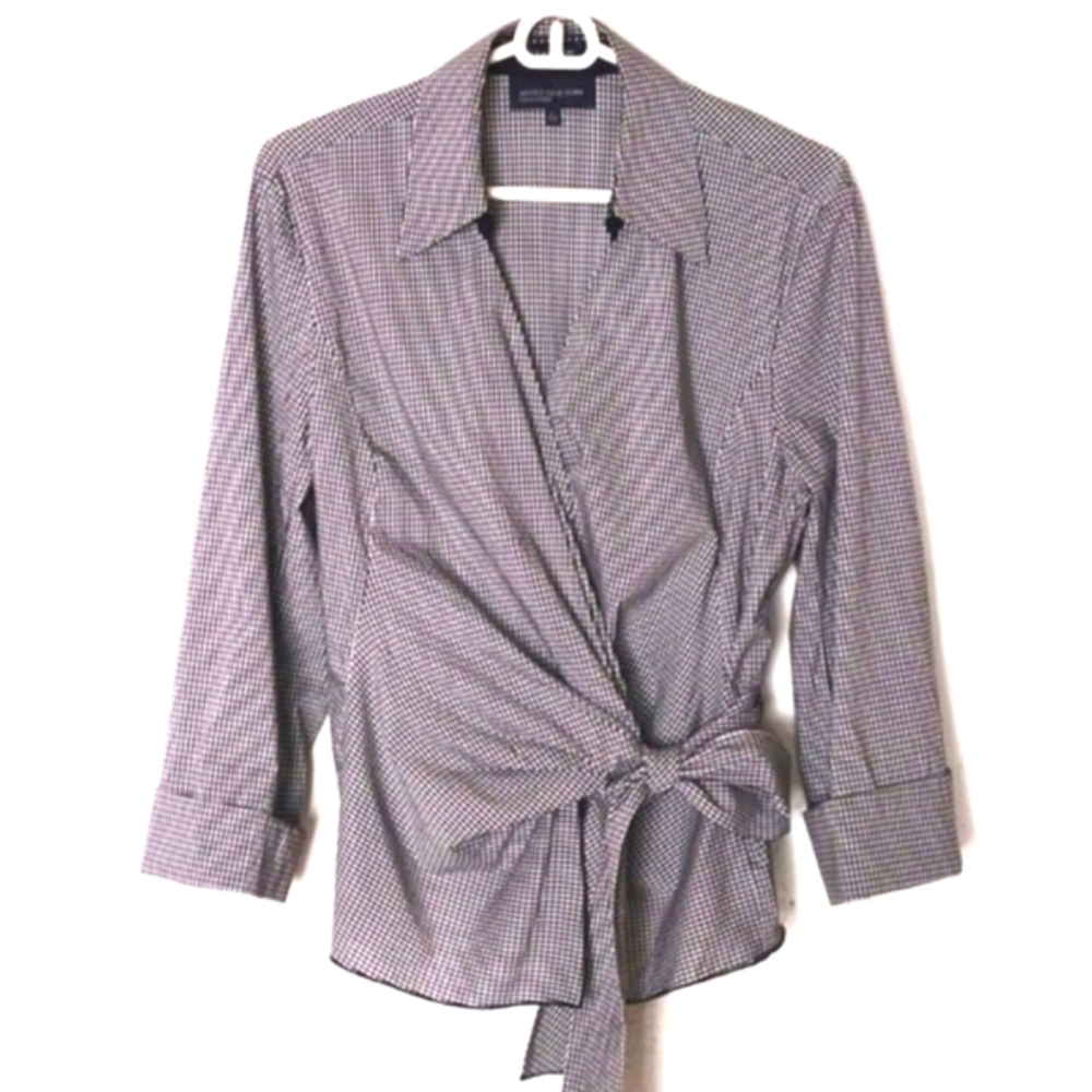 Jones New York Wrap Tie Waist Top Size L